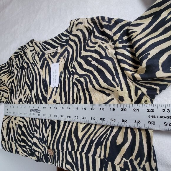 Soft Surroundings Womens Zebra Print Jacket Kimono Large Black One-Button New - Picture 8 of 9